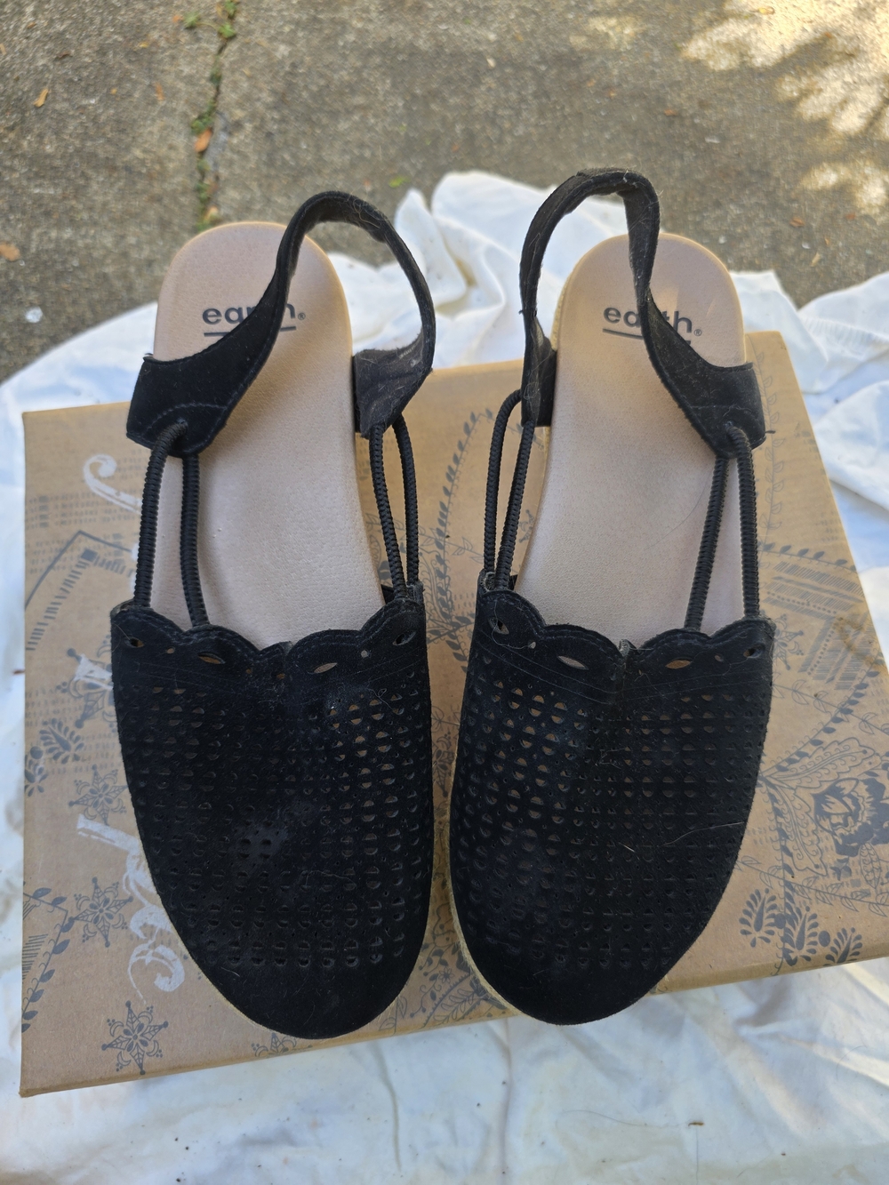 Earth Origins Black Perforated Slingback Sandals